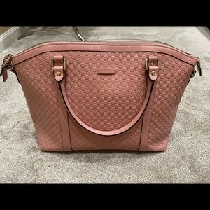 Soft Microguccissima Large Dome Satchel Pink gently used with crossbody strap